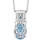 back view of sky blue topaz and white zircon pendant necklace in rhodium over sterling silver