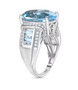 side view of sky blue topaz and white zircon ring in rhodium over sterling silver
