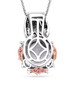 back view of aquamarine multi gemstone pendant necklace in 18k rose gold and rhodium over sterling silver