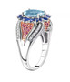 side view of aquamarine multi gemstone ring in 18k rose gold and rhodium over sterling silver