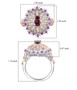 rhodolite garnet pink sapphire and zircon ring in 18k rose gold and rhodium over sterling silver shown for size comparison