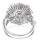 back view of rhodolite garnet pink sapphire and zircon ring in 18k rose gold and rhodium over sterling silver