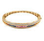 multi sapphire and moissanite bangle bracelet in 18k yellow gold over sterling silver