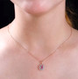 mahenge pink spinel pink sapphire and white zircon pendant necklace in 18k rose gold over sterling silver worn around the neck