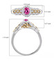 mahenge pink spinel and white zircon ring in 18k yellow gold and rhodium over sterling silver shown for size comparison