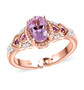 kunzite pink sapphire and moissanite love heart ring in 18k rose gold over sterling silver