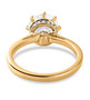 back view of round moissanite solitaire ring in 18k yellow gold over sterling silver
