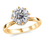 round moissanite solitaire ring in 18k yellow gold over sterling silver