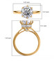 round moissanite solitaire ring in 18k yellow gold over sterling silver shown for size comparison