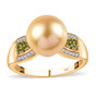 golden south sea pearl chrome diopside and white zircon ring in 18k yellow gold over sterling silver