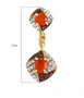 fire opal brown and white zircon earrings in 18k yellow gold over sterling silver shown for size comparison