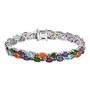 multi gemstone double row tennis bracelet in rhodium over sterling silver