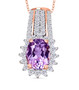 kunzite and moissanite pendant necklace in 18k rose gold over sterling silver