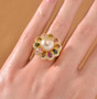 golden south sea pearl multi tourmaline and zircon ring in 18k yellow gold over sterling silver worn on a hand