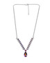 full view of quartz doublet rhodolite garnet amethyst and zircon necklace in rhodium over sterling silver