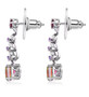 side view of quartz doublet rhodolite garnet amethyst and zircon earrings in rhodium over sterling silver