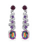 quartz doublet rhodolite garnet amethyst and zircon earrings in rhodium over sterling silver