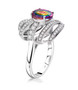 side view of quartz doublet and white zircon ring in rhodium over sterling silver