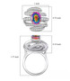 quartz doublet and white zircon ring in rhodium over sterling silver shown for size comparison