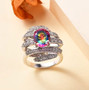 quartz doublet and white zircon ring in rhodium over sterling silver shown in a lifestyle photo