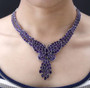 amethyst butterfly cluster necklace in rhodium over sterling silver worn around the neck