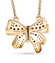 back view of garnet and white zircon bow necklace in 18k yellow gold over sterling silver