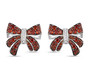 garnet and white zircon bow stud earrings in black and white rhodium over sterling silver