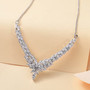 chevron necklace with cubic zirconia in rhodium over sterling silver shown in a lifestyle photo