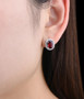 10x8mm oval natural gemstone halo studs in rhodium over sterling silver