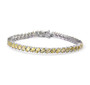 yellow apatite and white zircon tennis bracelet in rhodium over sterling silver