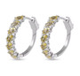 front view of yellow apatite and white zircon hoop earrings in rhodium over sterling silver