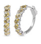 yellow apatite and white zircon hoop earrings in rhodium over sterling silver