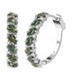 green apatite and white zircon hoop earrings in rhodium over sterling silver