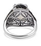 back view of rainbow moonstone black spinel and white zircon star ring in black and white rhodium over sterling silver