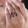 quartz doublet garnet and white zircon star ring in black and white rhodium over sterling silver worn on a hand