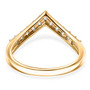 full view of moissanite chevron band ring in 18k yellow gold over sterling silver