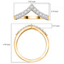 moissanite chevron band ring in 18k yellow gold over sterling silver shown for size comparison