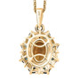 back view of golden tanzanite indicolite tourmaline and moissanite halo pendant necklace in 18k yellow gold over sterling silver