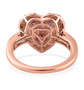 back view of rhodolite garnet heart cluster ring in 18k rose gold over sterling silver