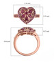 rhodolite garnet heart cluster ring in 18k rose gold over sterling silver shown for size comparison