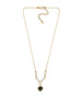 full view of london blue topaz and moissanite heart necklace in 18k yellow gold over sterling silver
