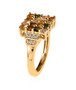 side view of multi color tourmaline and white zircon cluster ring in 18k yellow gold over sterling silver