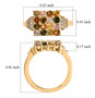 multi color tourmaline and white zircon cluster ring in 18k yellow gold over sterling silver shown for size comparison