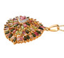 side view of multi color tourmaline and moissanite pendant necklace in rhodium over sterling silver