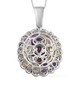 back view of multi gemstone cluster pendant necklace in rhodium over sterling silver