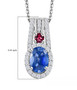 ceylon sapphire rubellite tourmaline and zircon pendant necklace in rhodium over sterling silver shown for size comparison