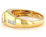 side view of lab white sapphire gents ring in 18k yellow gold over sterling silver