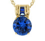 lab blue spinel pendant necklace in 18k yellow gold over sterling silver