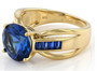front view of lab blue spinel ring in 18k yellow gold over sterling silver