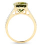 side view of green tourmaline and diamond ring in solid 14k yellow gold